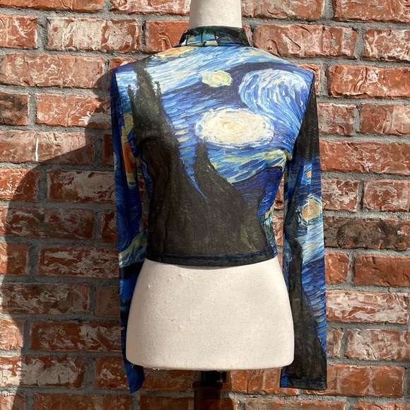 🎉HP 🎉Starry Night blue Van Gogh crop top 🌠 / S, M, L, XL  / NWOT - Picture 5 of 11